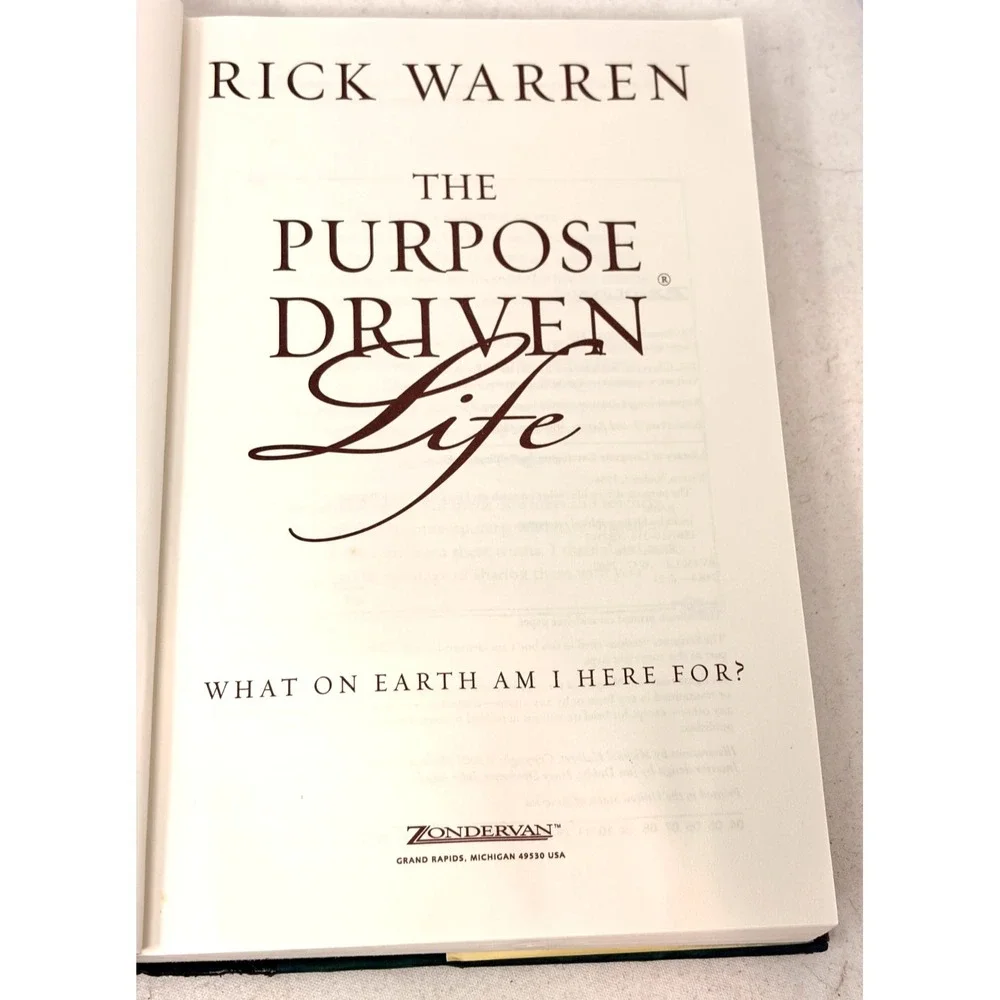 Rick Warren The Purpose Driven Life Hardcover 2002 Zondervan Christian Book w DJ